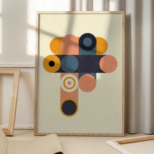 Tablou înramat „Rainbow Plus Shapes  Blue Mustard8” de Ana Rut Bre