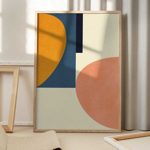 Tablou înramat „Rainbow Plus Shapes  Blue Mustard1” de Ana Rut Bre