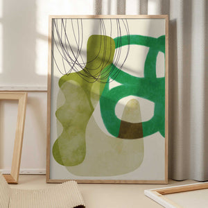 Tablou înramat „Painted Lines Green Tan Kopie” de Ana Rut Bre