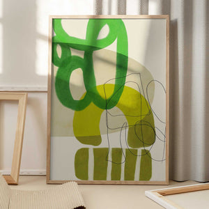 Tablou înramat „Painted Lines Green Tan 2 Kopie” de Ana Rut Bre