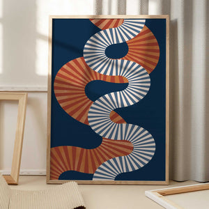 Tablou înramat „Winding Pattern In Retro Colors” de Elena Ristova