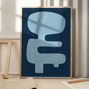 Tablou înramat „Blue Silhouette Form” de Elena Ristova
