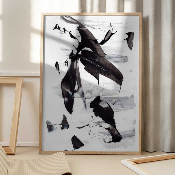 Tablou înramat „Monochrome Dynamic Brushstrokes” de uplusmestudio