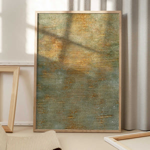 Tablou înramat „Abstract Green Gold Art” de Bilge Paksoylu