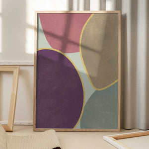 Tablou înramat „Abstract Circles With Gold 4” de Bilge Paksoylu