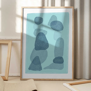 Tablou înramat „watercolour spots blue abstract minimal modern art” de Sharyn Bursic