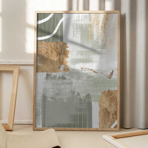 Tablou înramat „White Lines On Green 2” de Sally Ann Moss