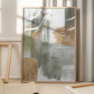Tablou înramat „White Lines On Green 1” de Sally Ann Moss