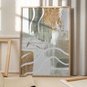 Tablou înramat „White Lines On Green 3” de Sally Ann Moss