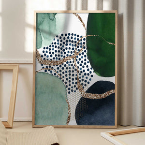 Tablou înramat „Green Shapes” de Sally Ann Moss