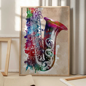 Tablou înramat „Saxophone music art” de Justyna Jaszke