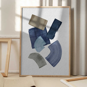 Tablou înramat „Blue & Brown Paint Blocks” de Orara Studio