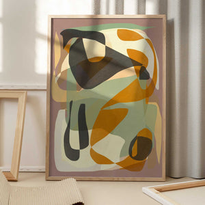 Tablou înramat „Luminous Ochre Abstract Infinity” de Little Dean
