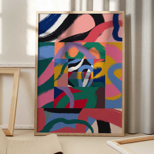 Tablou înramat „Colorful Line Ribbon Abstract” de Little Dean