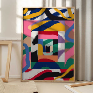 Tablou înramat „Geometric Shapes and Bold Brushstrokes” de Little Dean