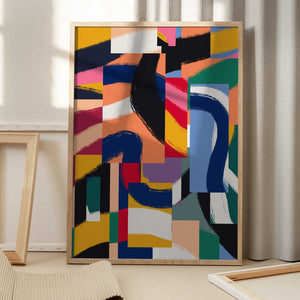 Tablou înramat „Shapes with Dynamic Brushstrokes” de Little Dean