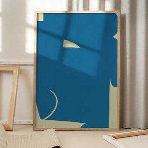 Tablou înramat „Large Abstract Cut Out In Blue” de Little Dean