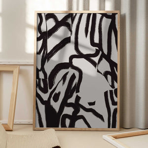 Tablou înramat „Black line in grey” de Little Dean