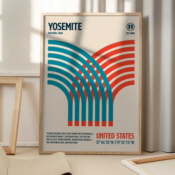Tablou înramat „Yosemite National Park Travel Poster” de Retrodrome