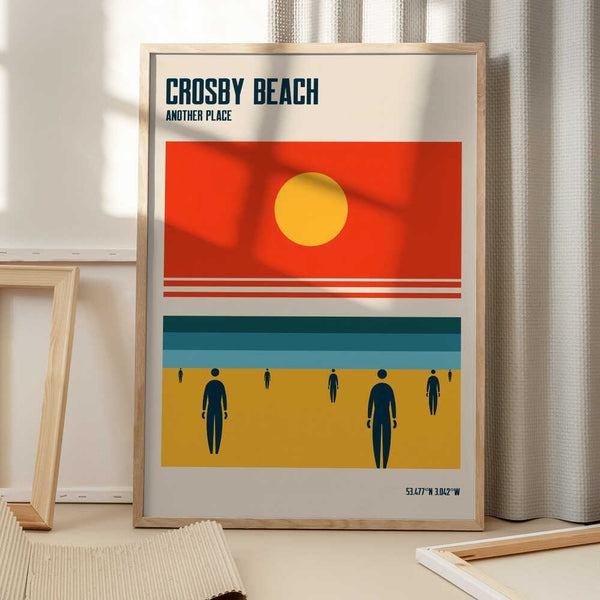 Tablou înramat „Crosby Beach Iron Men Liverpool Merseyside” de Retrodrome