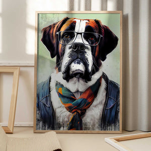 Tablou înramat „Hipster dog animal art” de Justyna Jaszke