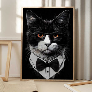 Tablou înramat „Hipster cat animal art” de Justyna Jaszke
