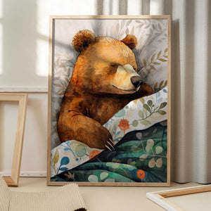 Tablou înramat „Sleepy Bear animal story” de Justyna Jaszke