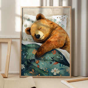 Tablou înramat „Sleepy Bear animal story” de Justyna Jaszke