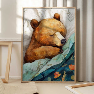 Tablou înramat „Sleepy Bear animal story” de Justyna Jaszke