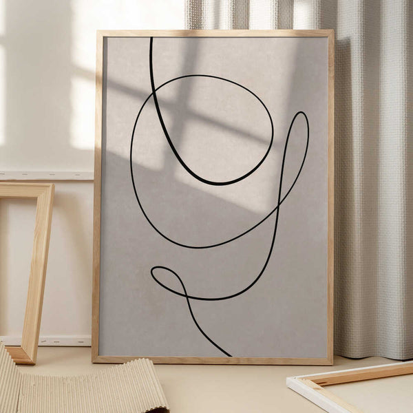 Tablou înramat „Minimal Line Art Abstract Drawing 01” de Little Dean