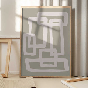 Tablou înramat „Sage Green Abstract Shapes” de Natasha Playell