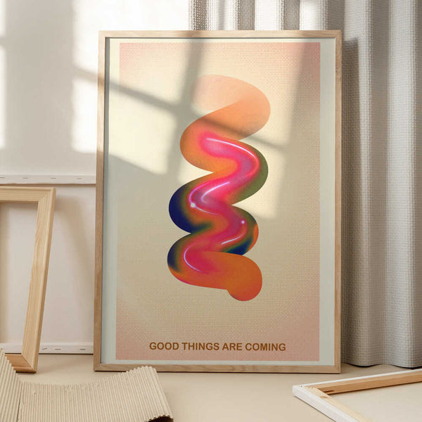 Tablou înramat „RETRO GRAPHIC NO.17 / GOOD THINGS ARE COMING” de The Art Concept