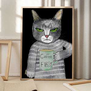 Tablou înramat „Coffee Cat” de Sharyn Bursic