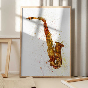 Tablou înramat „Saxophone Abstract Watercolor” de Michael Tompsett