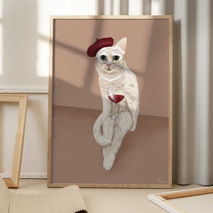 Tablou înramat „Classy Wine Cat” de Tara Royle