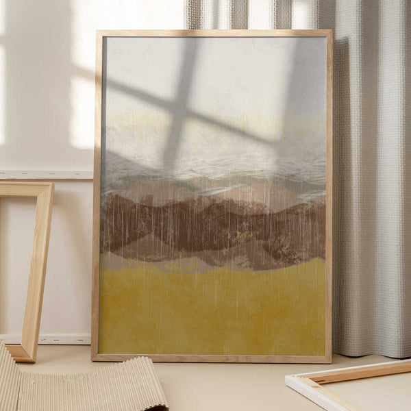 Tablou înramat „Coastal landscape with beach and sea in earth tones” de Imaginative