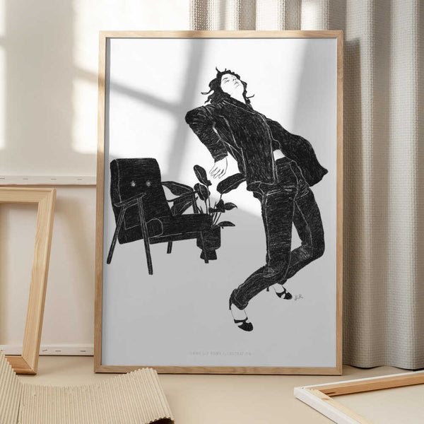 Tablou înramat „Jlr Dancingathome6 Blackandwhite Copy” de Jenny Liz Rome