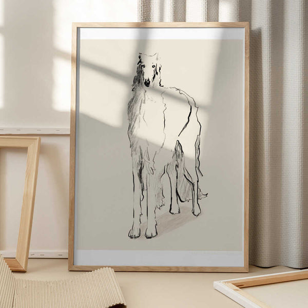 Tablou înramat „Borzoi Russian Wolfhound Pandc” de Jenny Liz Rome