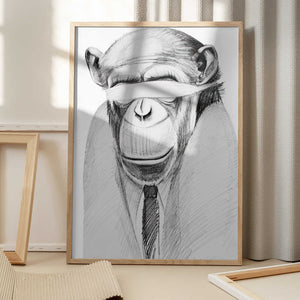 Tablou înramat „Monkey Wearing A Suit And Tie” de Violeta Vollmer