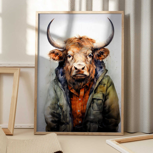 Tablou înramat „Buffalo Watercolor Animal Art (1)” de Justyna Jaszke