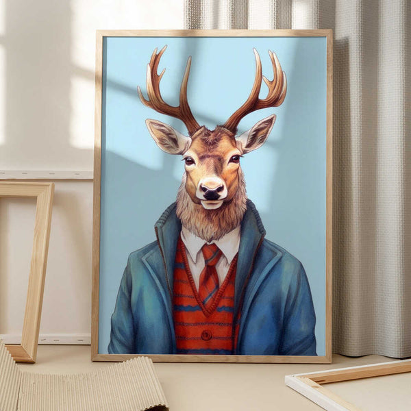 Tablou înramat „Caribou Watercolor Animal Art” de Justyna Jaszke