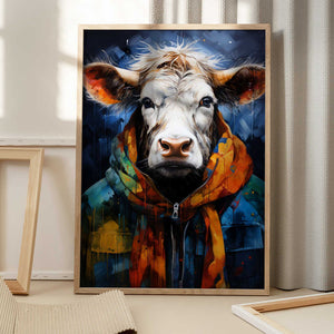 Tablou înramat „Cow Watercolor Animal Art” de Justyna Jaszke