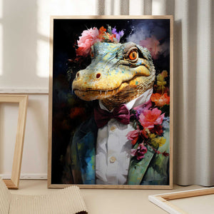 Tablou înramat „Crocodile Watercolor Animal Art” de Justyna Jaszke