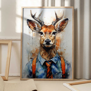 Tablou înramat „Deer Watercolor Animal Art (1)” de Justyna Jaszke