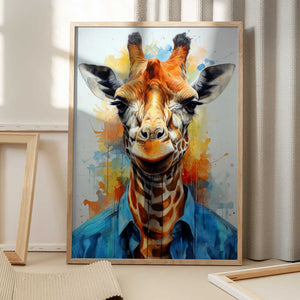 Tablou înramat „Giraffe Watercolor Animal Art (1)” de Justyna Jaszke