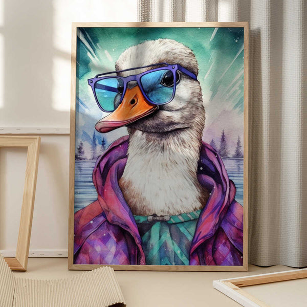 Tablou înramat „Goose Watercolor Animal Art” de Justyna Jaszke