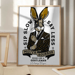 Tablou înramat „Mister Bourbon Jackalope In Smoking Jacket” de The Whiskey Ginger