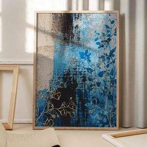 Tablou înramat „Denim Floral 2” de Sally Ann Moss