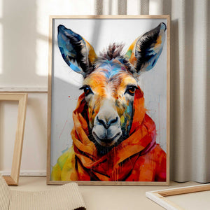 Tablou înramat „Donkey Watercolor Animal Art” de Justyna Jaszke