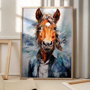 Tablou înramat „Horse Watercolor Animal Art” de Justyna Jaszke